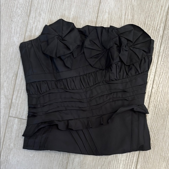 BcbgMaxAzria Corset Floral Strapless Top in black size XXS - Picture 1 of 10